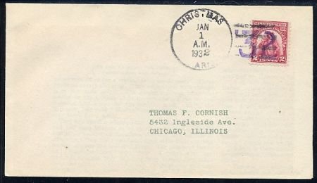 US Arizona, Christmas 657 Fancy Cancel Cover Christmas, AZ Purple 32