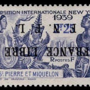 St. Pierre & Miquelon 257var NH XF Inverted Ovpt.