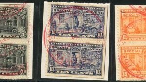 US E12 - E14 VF Pairs Affixed to page, Madagascar receiving specimen ovpts. Unique!