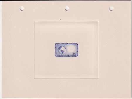 US 1016-E1 3c Red Cross Issue Die Proof in Blue