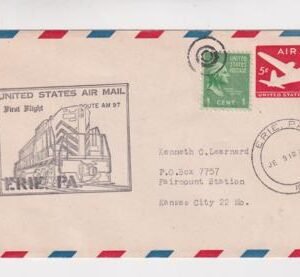 US 1953 Airmail Cover with Train cachet, Erie PA.