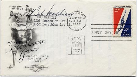 US C56 FDC Signed by Bob Mathias, Olympic Gold Medalist