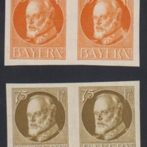 Bavaria 144a, 148a VF NH No Overprint Imperf Pair Set