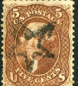 US 75 Early Classics Fancy Cancel Used F - VF Used S - O - N 5 pointed star tiny flaws cv $450