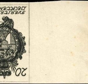 Liechtenstein 21 Proof in black on cardstock - left margin