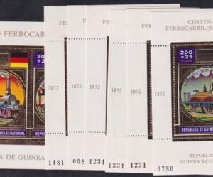 Equatorial Guinea 1972 Japanese Railroad, Gold Foil S/S