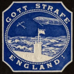 Great Britain 1916 WWI Propaganda Stamp, Zeppelin over England