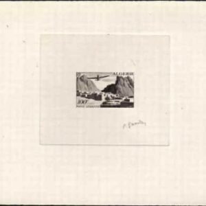 Algeria C9  Artist Die Proof, Airplane, Sepia, SIgned