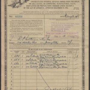 Opium & Coco Leaf 1940's US Treasury Order Form