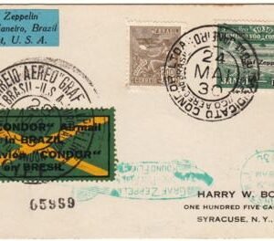Brazil 1930 Zeppelin Card to Lakehurst Cancel Date Inverted Error
