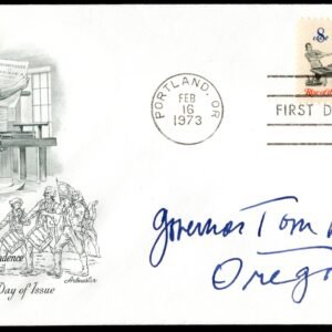 1973 #1476 FDC Signed by Tom McCall, Governor of OR, 1967-1975