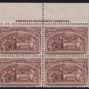 US Early Commemoratives #234 NH Mint  F - VF   very fresh top plate block of 8  Cat Value: $4700