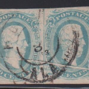 US Confederates #10 Used  F - VF  used pair unusual preprinting paper crease csa cert repair upper right thin outside at frame line left   Cat Value: $6500