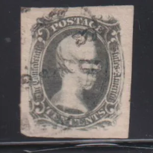 US Confederates #9b Used  XF four large margins gray dark blue minor thin in center  Cat Value: $600