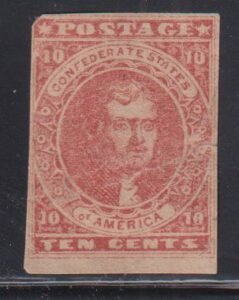 US Confederates #5a Hinged Mint  AVE - F Carmine Nogum PSE search says thin and diagonal tear the tear crease breaks the paper   Cat Value: $3750