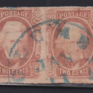 US Confederates #8 Used  F - VF Pair of right stam thin left sound nice blue CD sign columbia SC  Cat Value: $1000