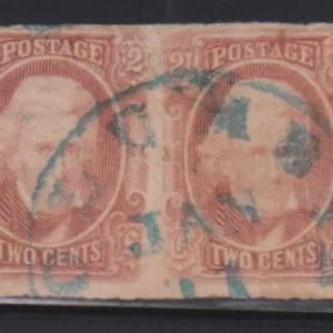 US Confederates #8 Used  F - VF Pair of right stam thin left sound nice blue CD sign columbia SC  Cat Value: $1000