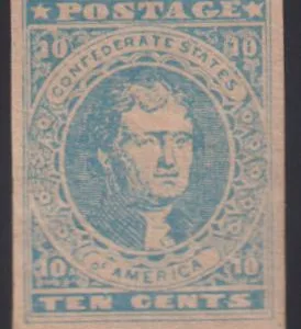 US Confederates #2a LH Mint  VF  OG light blue  Cat Value: $300