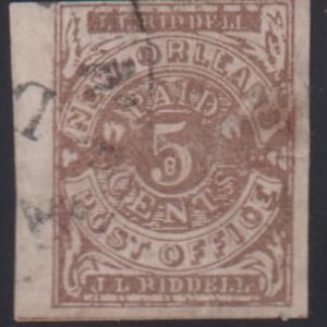 US Confederates #62x5 Used  F - VF  thin spot  Cat Value: $250