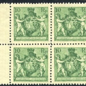 Liechtenstein 59a VF - XF NH 2 plate flaws UL and LR Block of 4 marxer cert