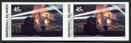 Marshall Is. 240 Imperf Pair, HMS Royal Oak, WWll