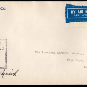 New Zealand 1937 1st Flight from New Zealand to Am. Samoa Signed by Capt. Edwin Musick.