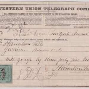 Autographs 1871 Hamilton Fish Signed Western Union Telegraph with 16T1