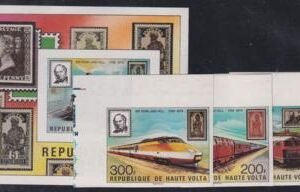 Burkino Faso 1979  501-505 NH Imperf, Rowland Hill , Train, Stamp on Stamp
