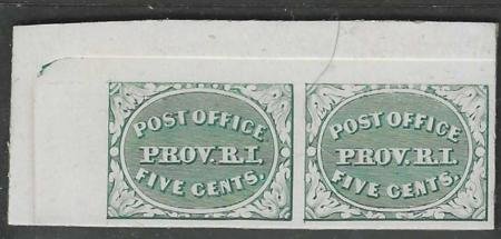 US 10X1TC4b Essays and Proofs XF Mint 5 Cent Green Trial Color Plate Proof Pair From the UL Corner Margin