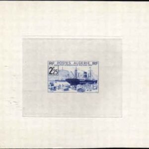Algeria 130  Artist Die Proof, Ship, in Deep Blue