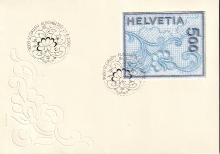 Swiss 1075-2000 Embroidery FDC