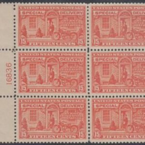 US E13 Special Delivery F - VF NH Left Plate Block of 6, cv $700