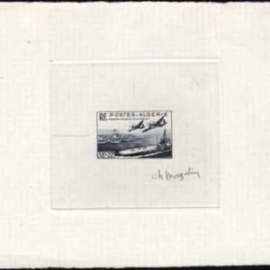 Algeria B56 1949 Black Artist Die Proof, Airplane