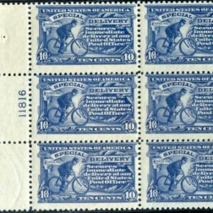 US E11 var Special Delivery Ave - F Mint NH "Pink Back" Plate Block of 6 $1,700