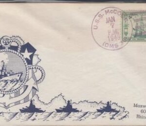 US 951 FDC USS McCook Knapp Printed Catchet Rubber Stamp Addressed To Maxwell R. Knapp Rhinebeck, NY. Ex Wally Knapp. Unique!