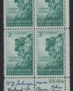 US 1068 Plate Block Signed by Designer and Engravers