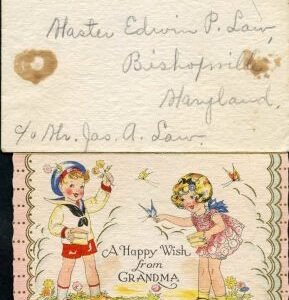 US 1931 Butterflies & Flowers on Birthday Card with Envelope