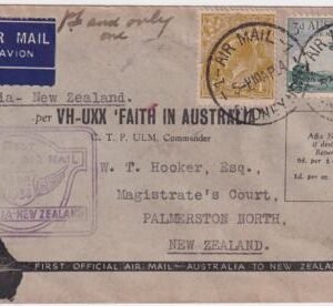 Australia 1934 1st Official Air Mail Australia - New Zealand - Plymouth