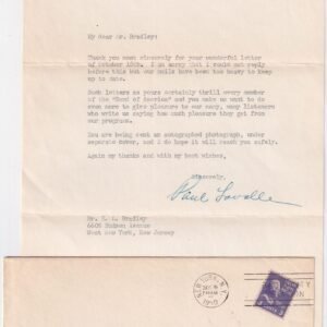 US 1950 Letter Signed by Musician Paul Lavalle