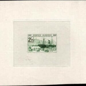 Algeria 130  Artist Die Proof, Ship, in Emerald Green