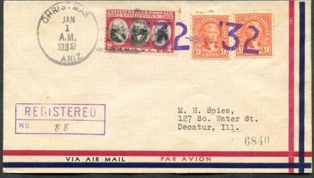 US Arizona, Christmas 641, 703 Fancy Cancel Cover, "32"