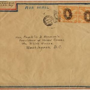 US 1935 C19 block of 4 on Airmail Cover to F. D. Roosevelt