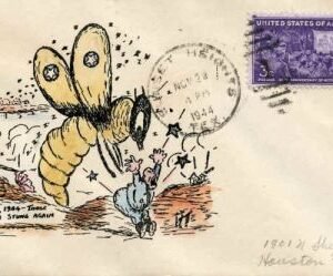 US 1944  #926 with Bee cachet, Printed and hand colored