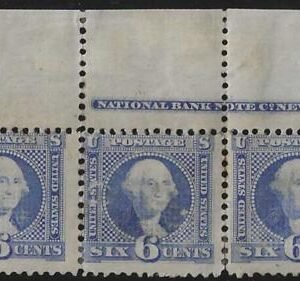 US 115 Pictorials Ave-F Mint Hinged Top Imprint Strip of 3 cv $7,750