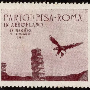 Italy 1911 Flight Vignette for Paris-Pisa-Rome