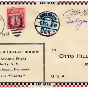 US 1931 Flight Liberty, NY - Copenhagen  Signed by Pilots