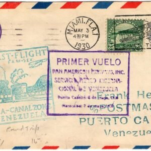 US/Venezuela 1930 1st Flight Miami - Venezuela via Canal Zone