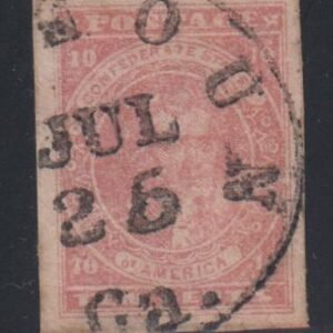 US Confederates #5 Used  XF  4 very large margins lovely Calhoun GA cancel  Cat Value: $750 as 90