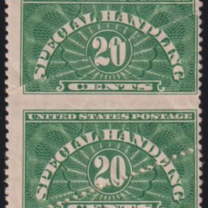 US Parcel Post #QE3a Mint  F Big Diagonal Misperf Strip of 4 AGSD Split full repair splice on reverse