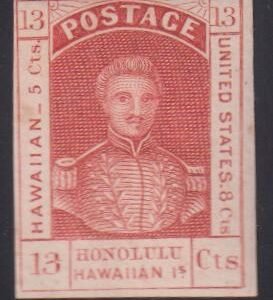 US Possessions - Hawaii #6 LH Mint  F - VF OG very fresh 4 margins Cat Value: $900